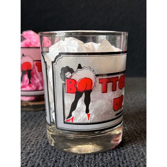 Vintage “Bottoms Up” Pin-Up Bar Glasses – Risqué 1950s Style Set of 2 (TWO) - Picture 7 of 9